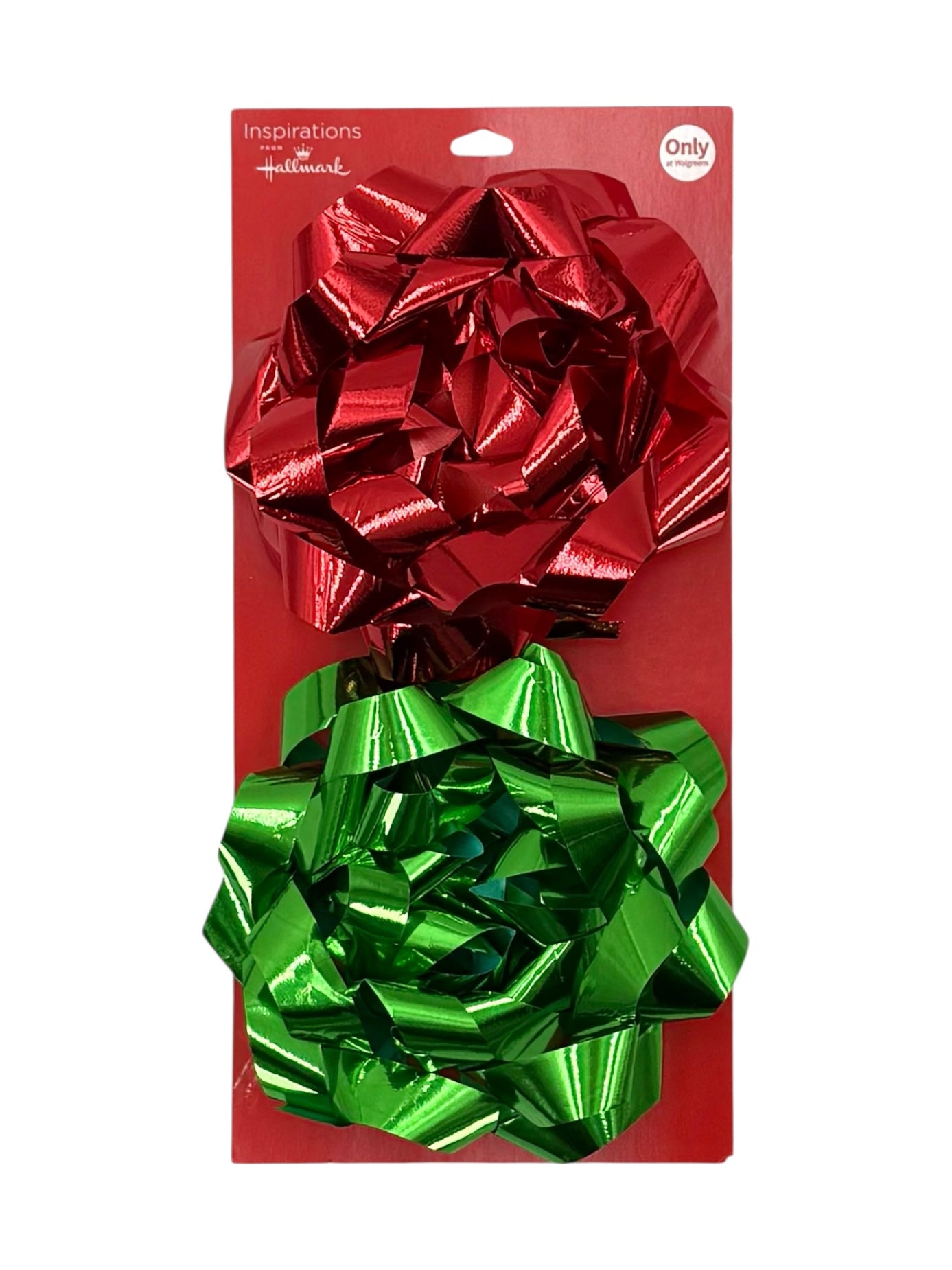 Large Red & Green Gift Bows - Two 5.25" Bows