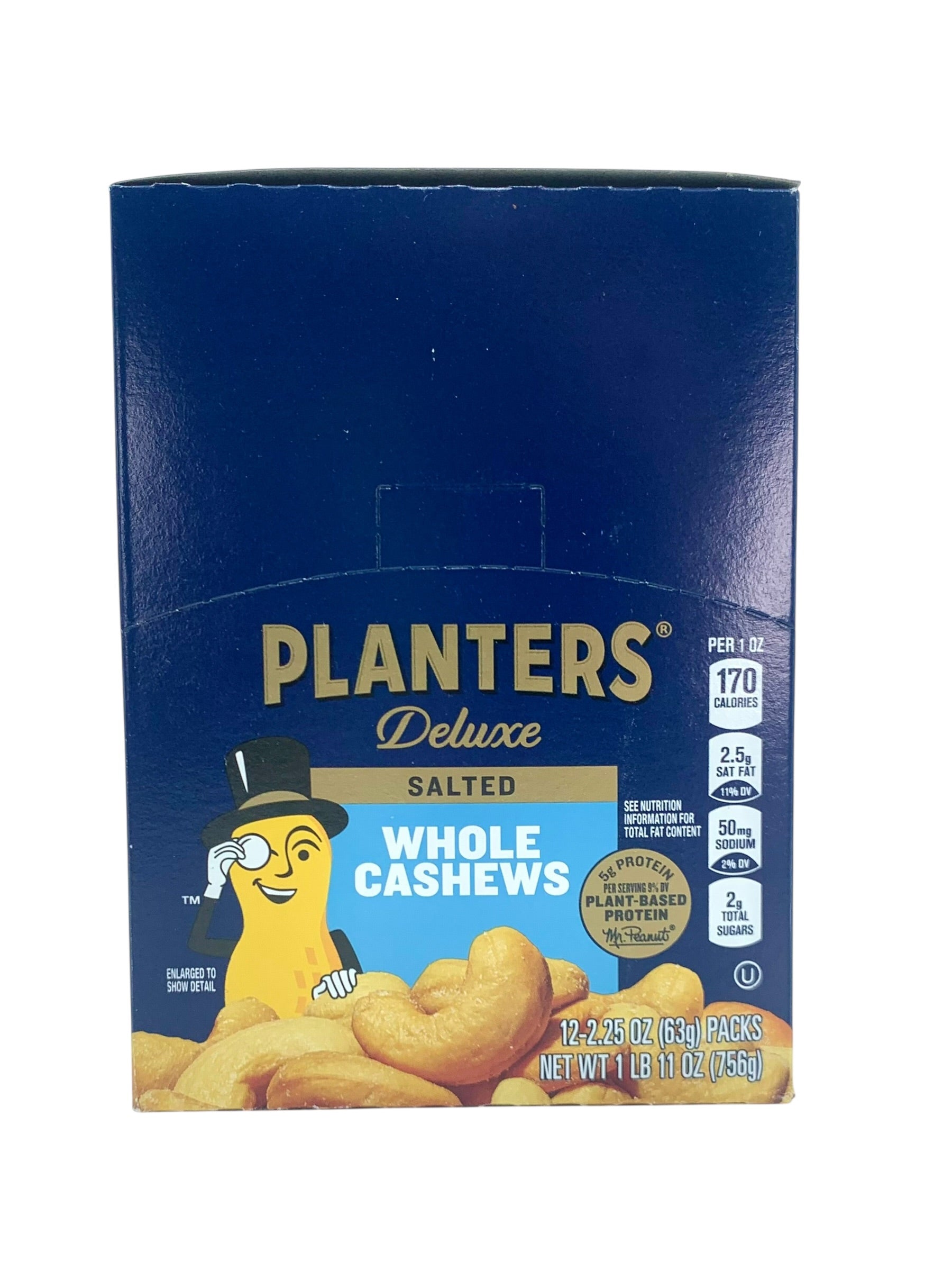 Planters Deluxe Whole Salted Cashews - 2.25 oz. Pack, Case of 12 Packs