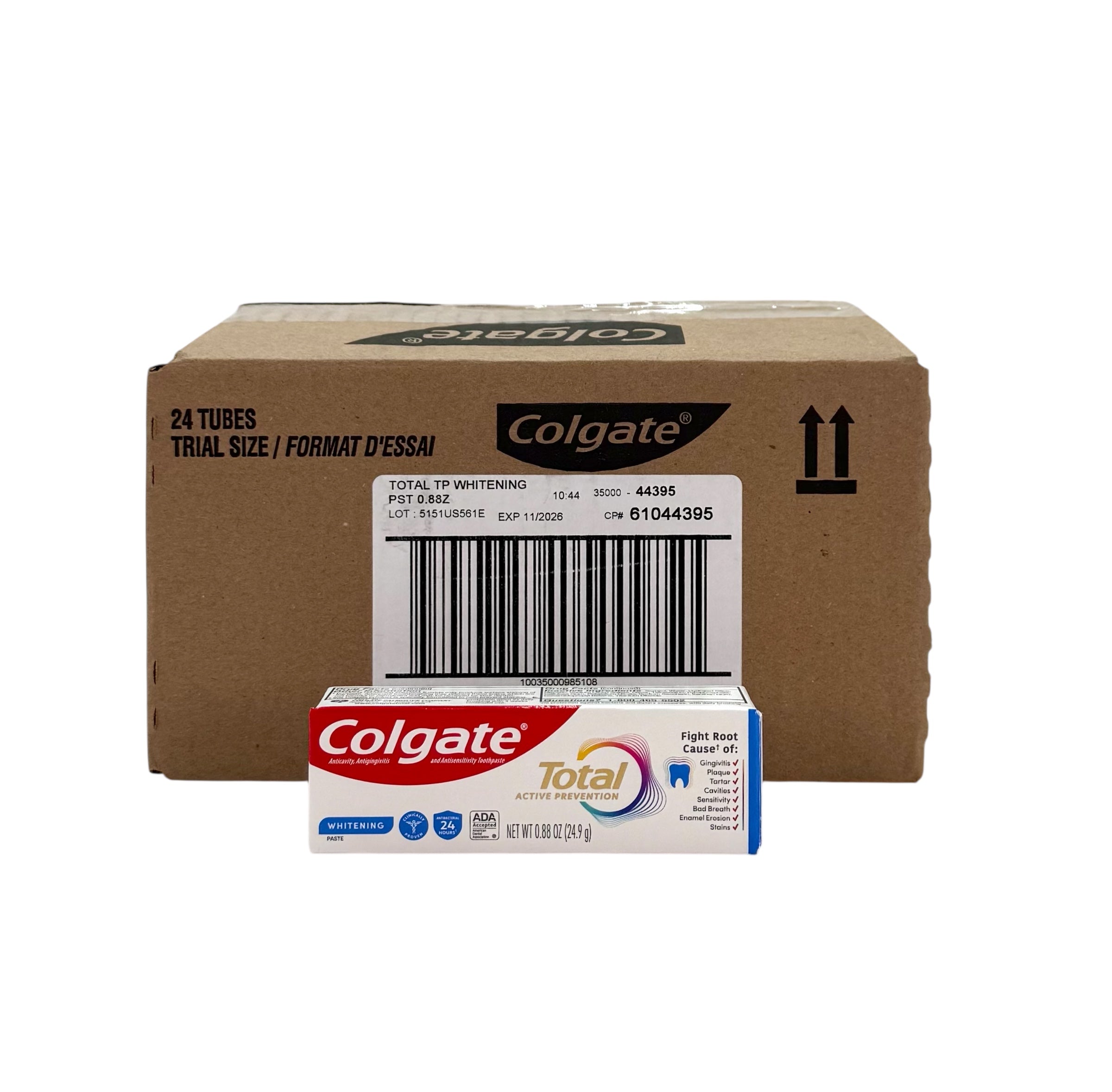 Colgate Total Whitening Toothpaste - 0.88 oz. Tube, Case of 24 Tubes