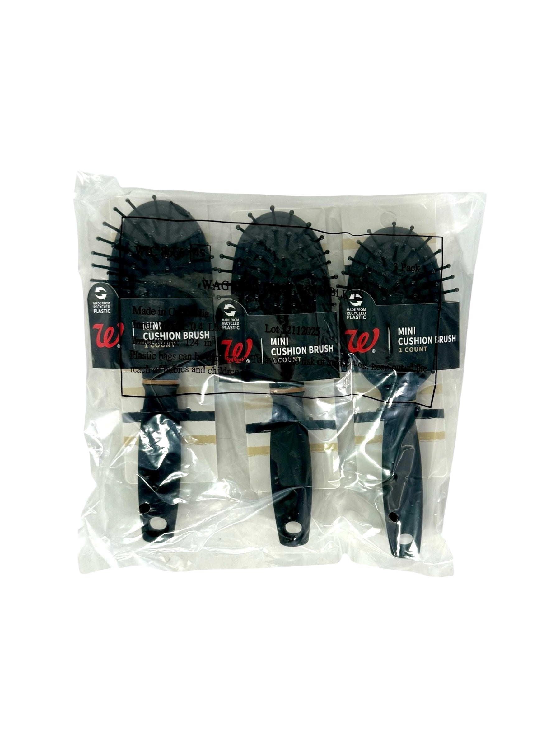 Mini Cushion Hair Brush, Pack of 3 Brushes