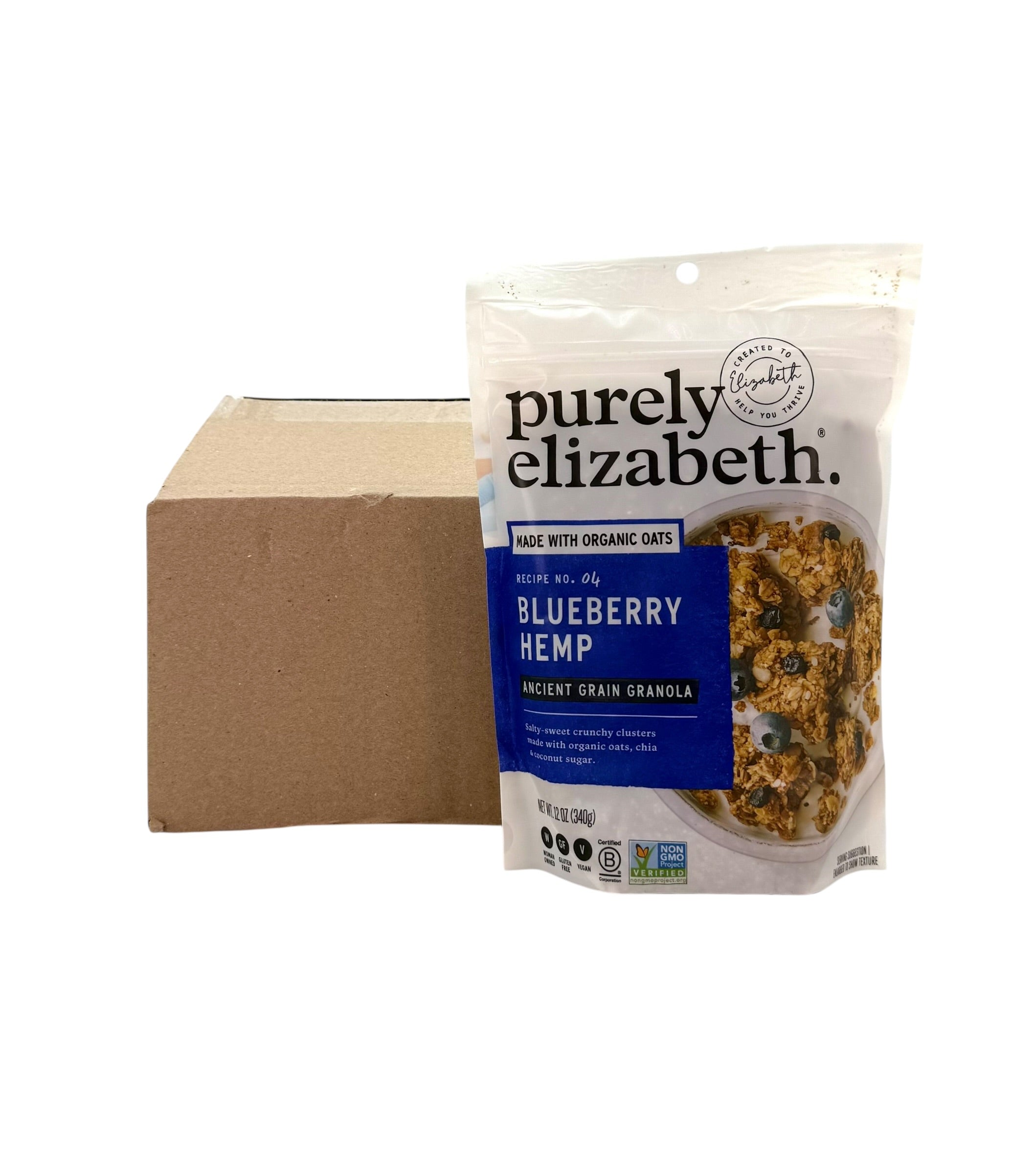 Blueberry Hemp Ancient Grain Granola, Purely Elizabeth - 10 oz Bag, Case of 6 Bags