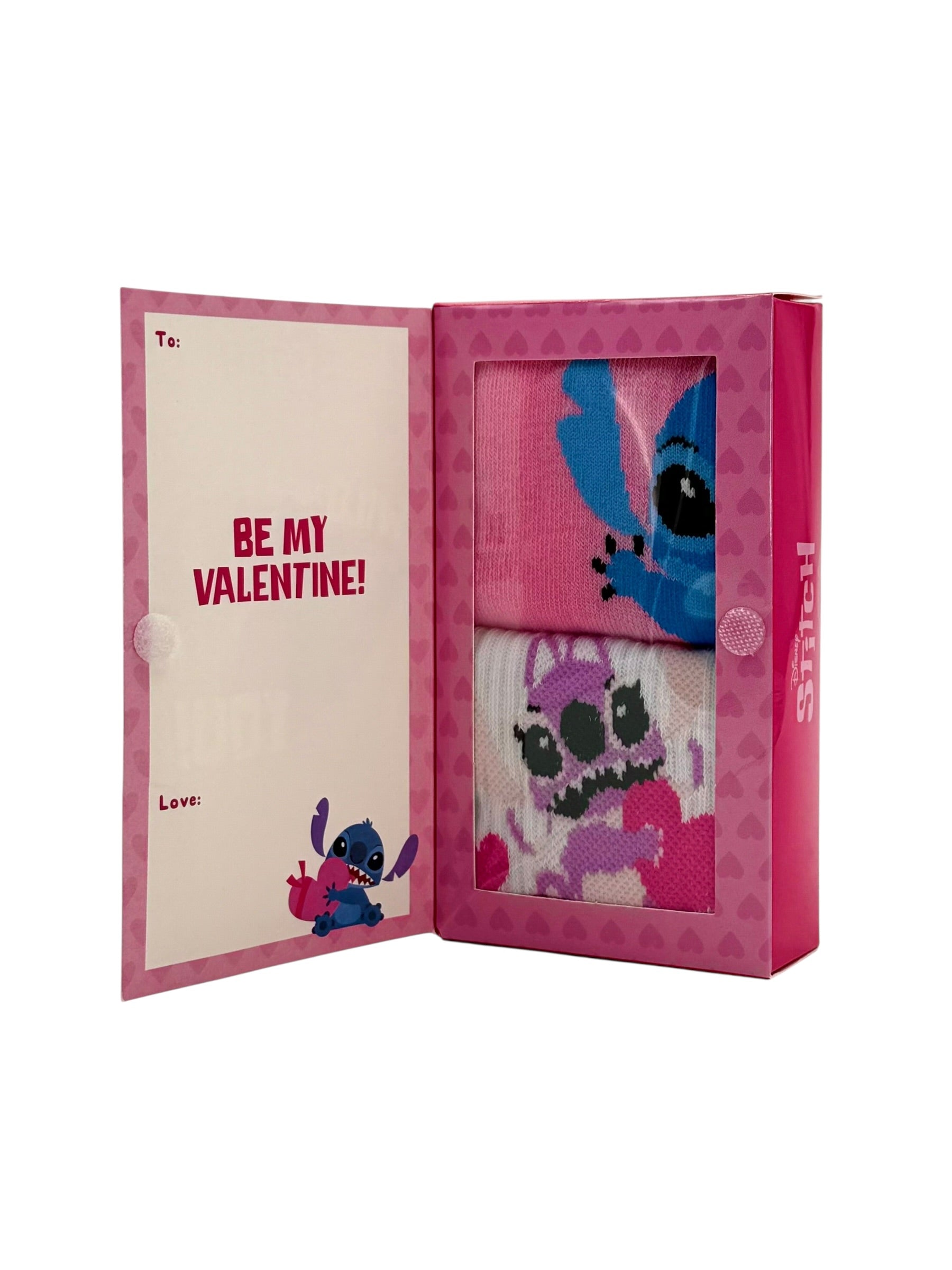 Disney Stitch Valentine's Socks, 2 Pair Gift Set