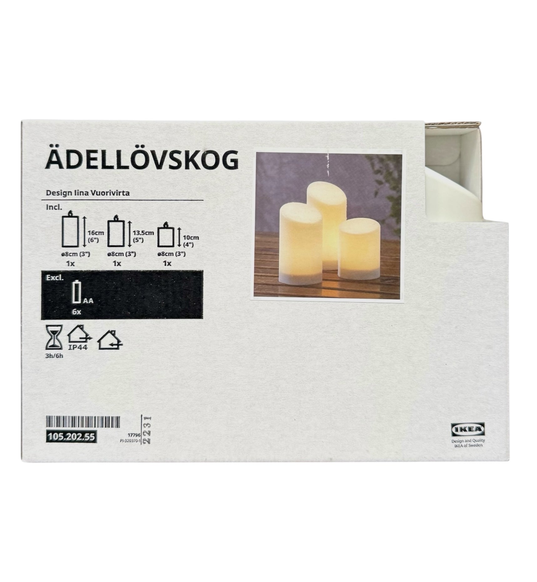 LED Block Candle, Set of 3 - IKEA Ädellövskog