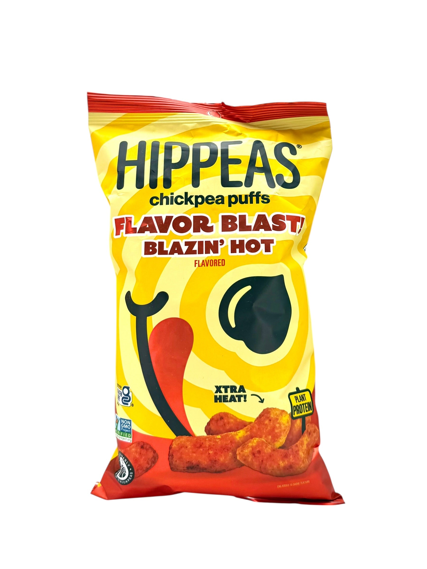 Hippeas Chickpea Puffs, Blazin' Hot - 3.75 oz. Bag, Case of 12 Bags