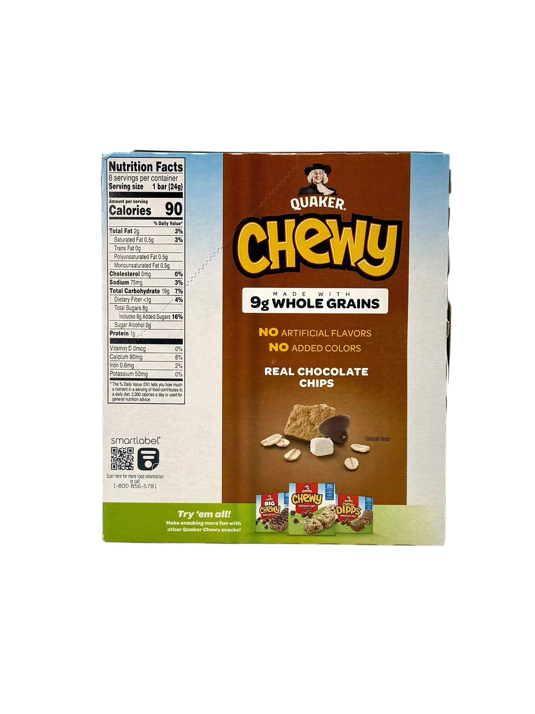 Quaker Chewy Granola Bars, S'mores - Pack of 8 Bars, Case of 12 Packs