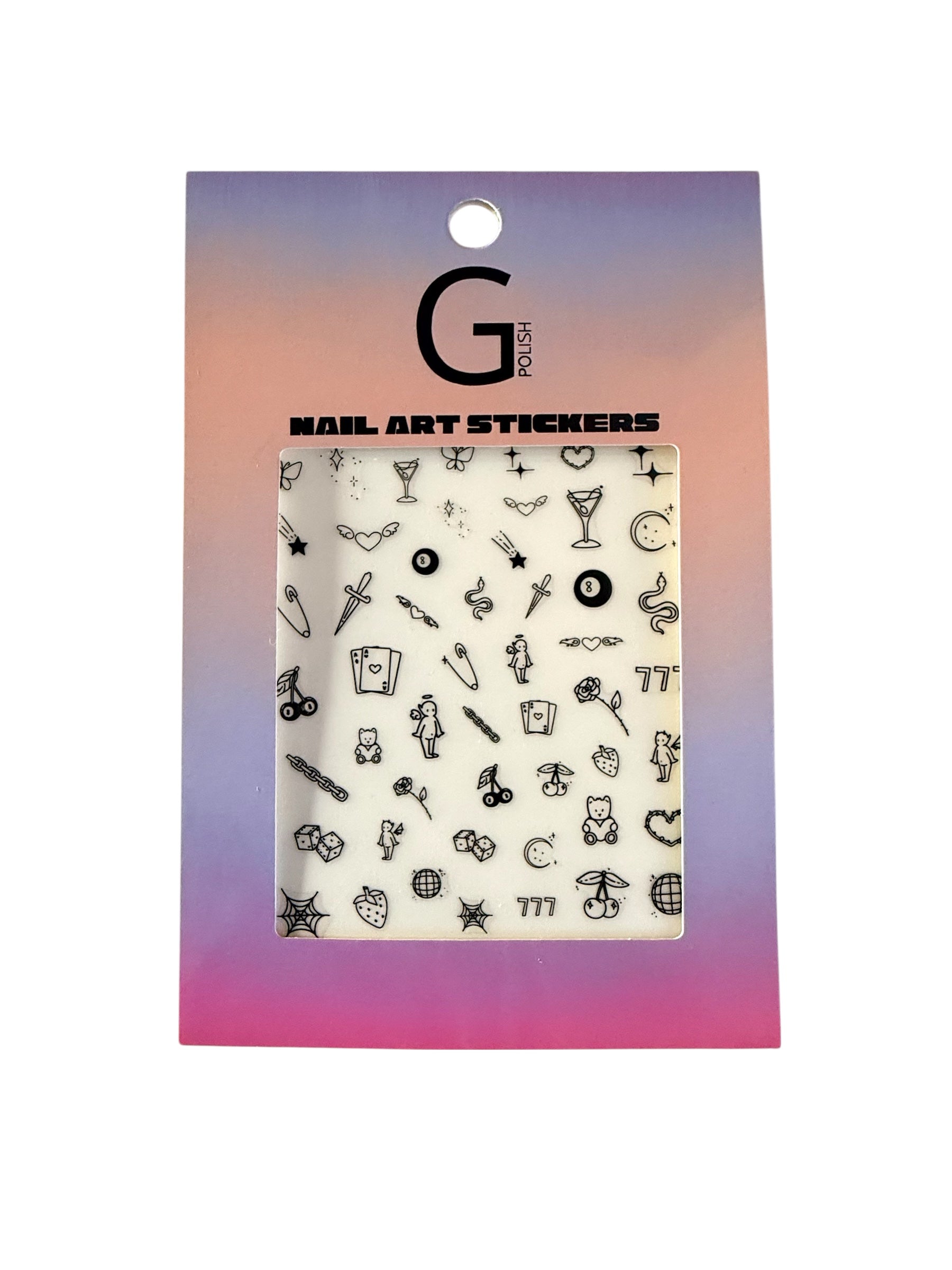 Nail Art Stickers, Sheet of 52 Stickers - G Polish Brand