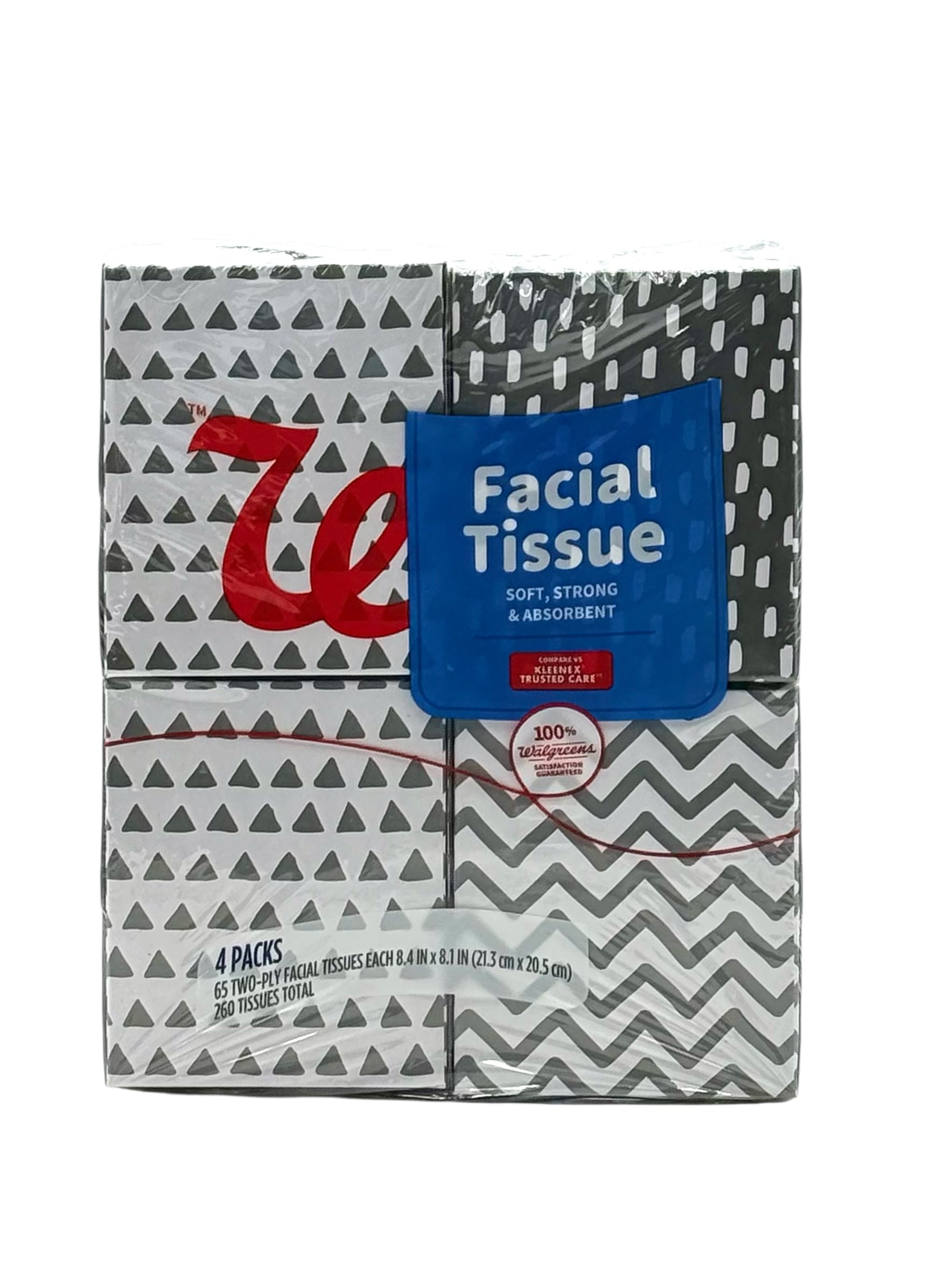 Facial Tissue, 65 Sheets, Pack of 4 - Walgreens Brand
