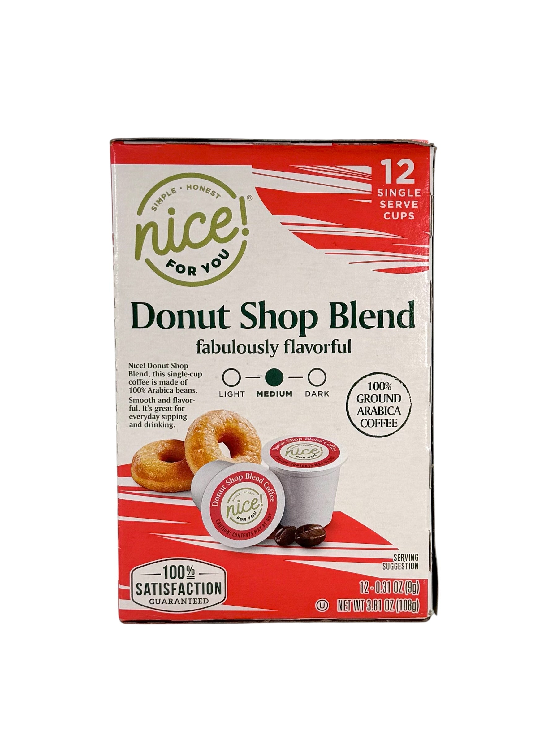 Nice! Donut Shop Blend Coffee - Pack of 12 K-Cup Pods