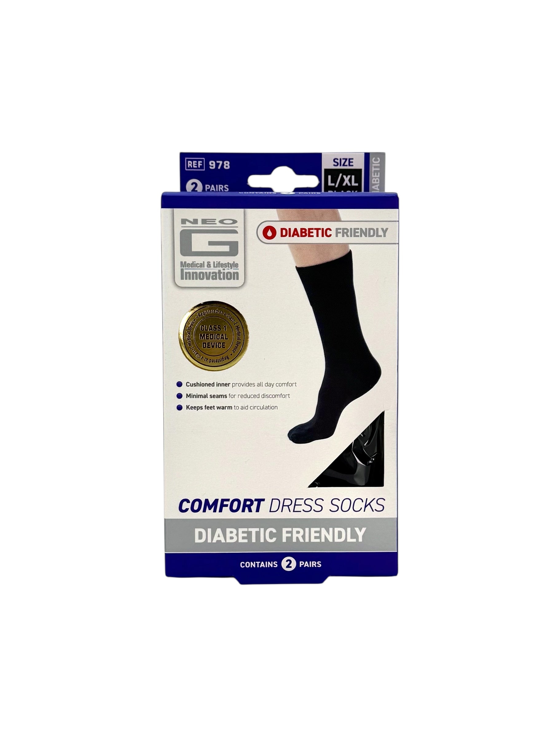 Comfort Dress Socks, Diabetic Friendly - Pack of 2 Pairs
