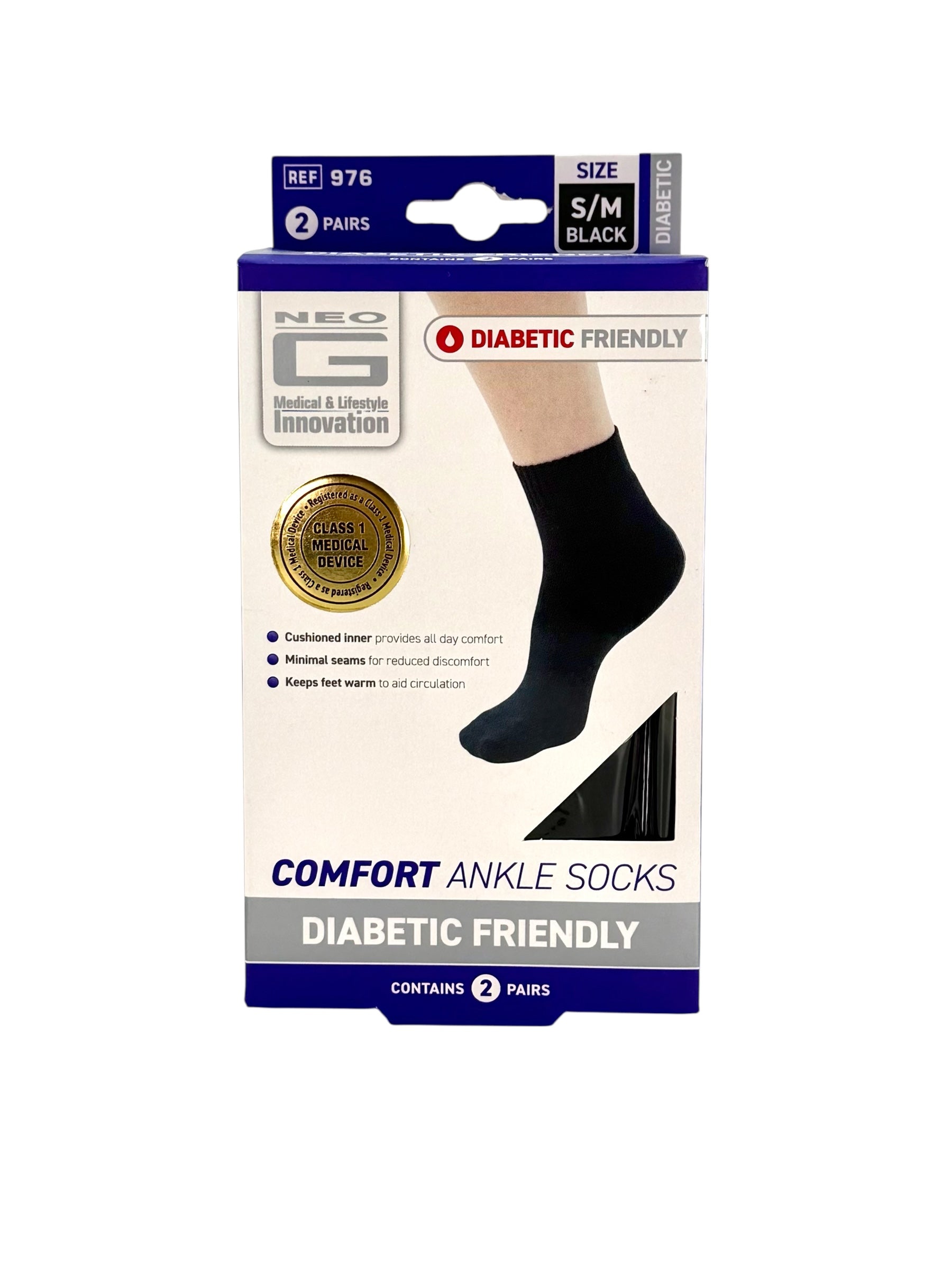 Comfort Ankle Socks, Diabetic Friendly - Pack of 2 Pairs