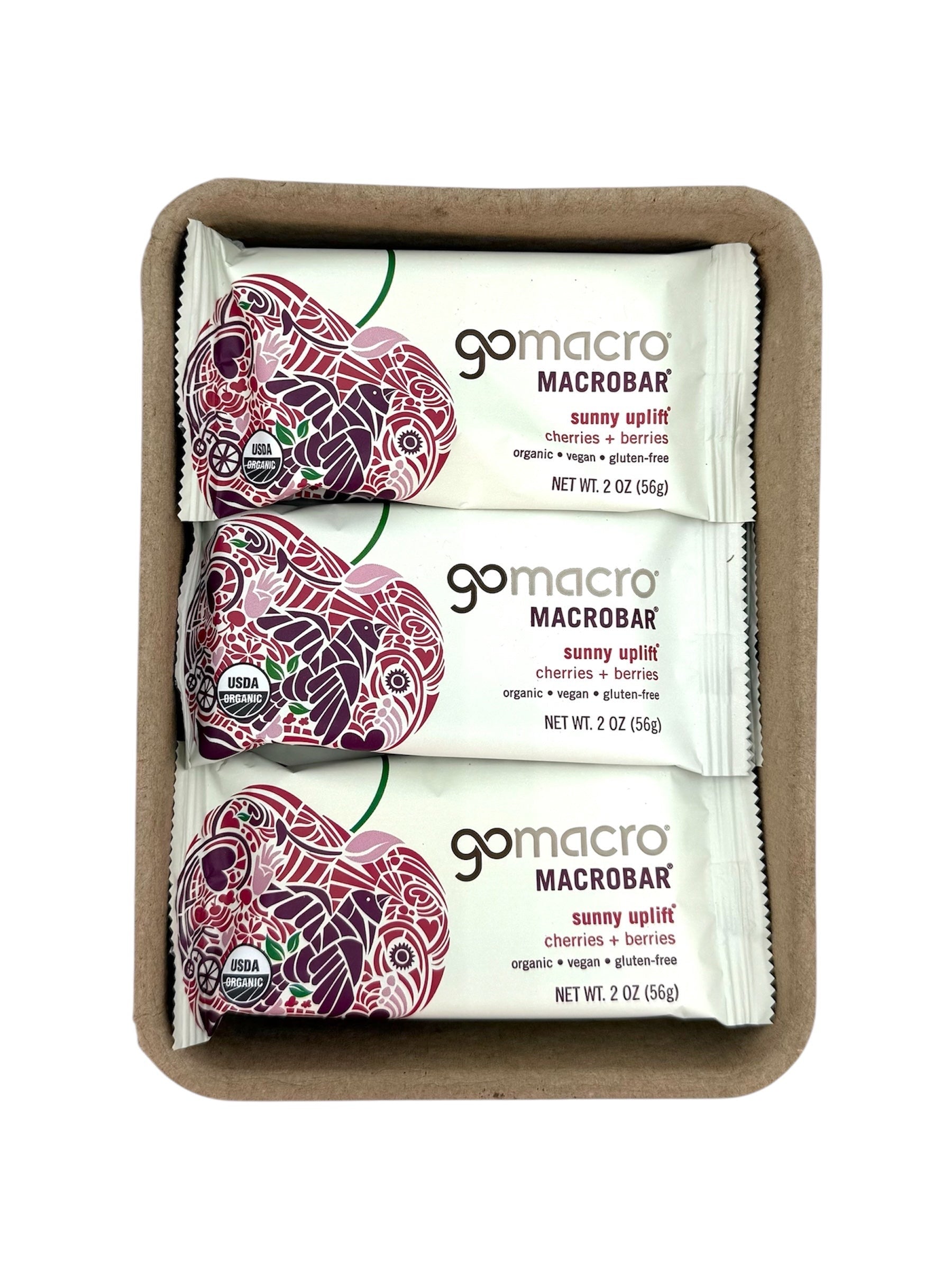 Cherries + Berries Protein Bars, Gluten Free, GoMacro Brand - Case of 144 Bars