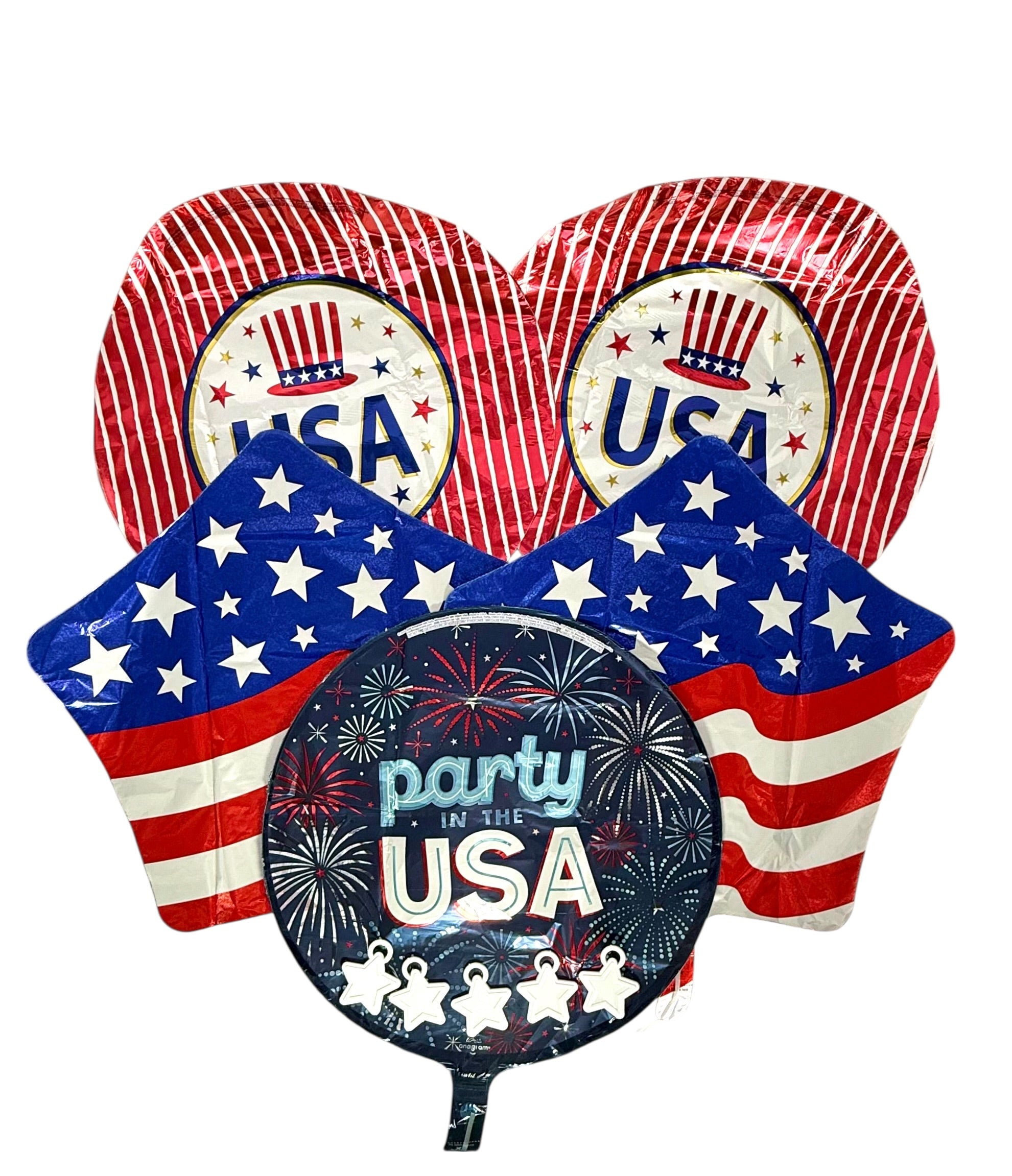 Patriotic Foil Balloons, Pack of 5