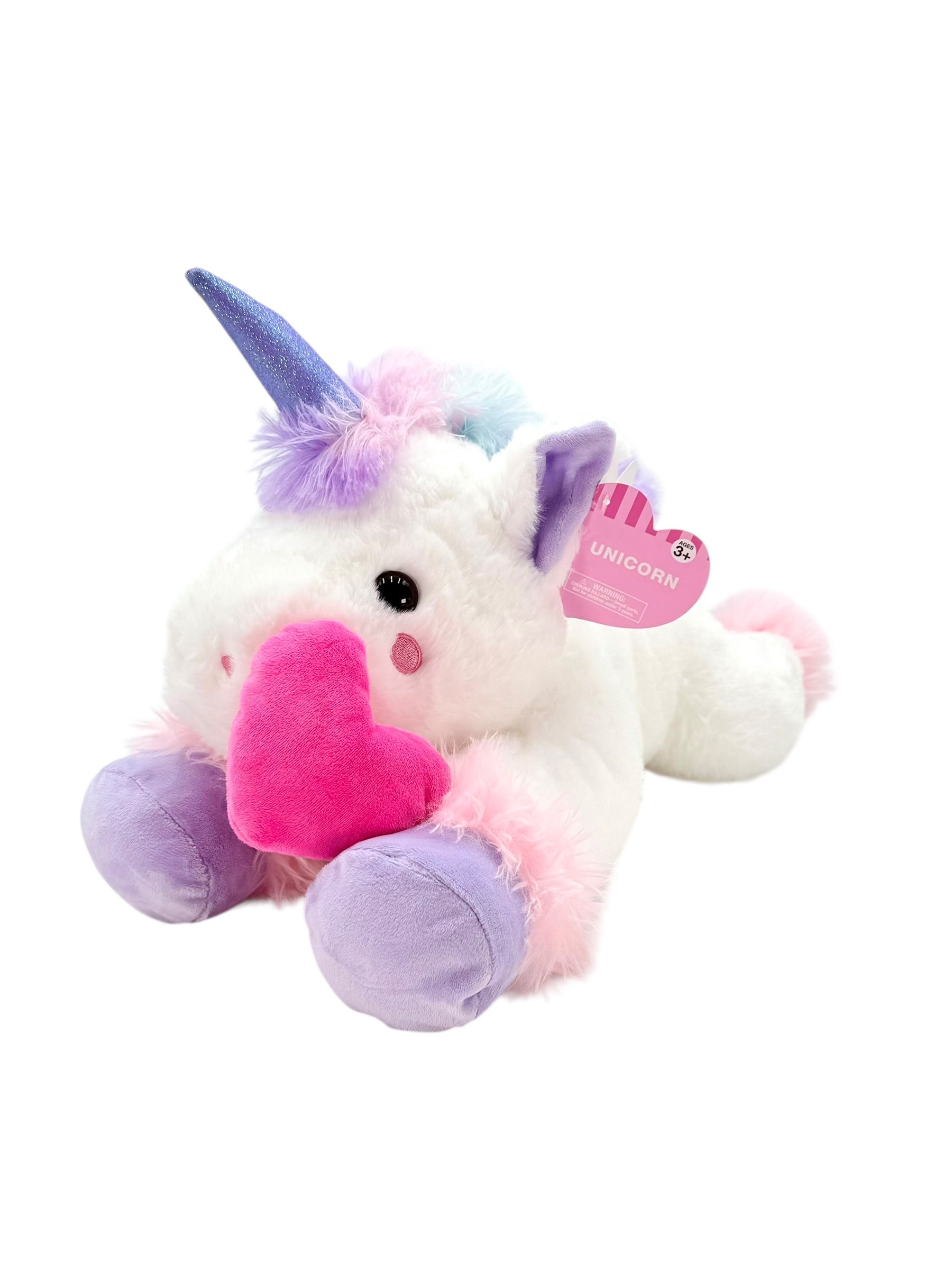 Plush 21 Inch Unicorn With Heart - Case of 6