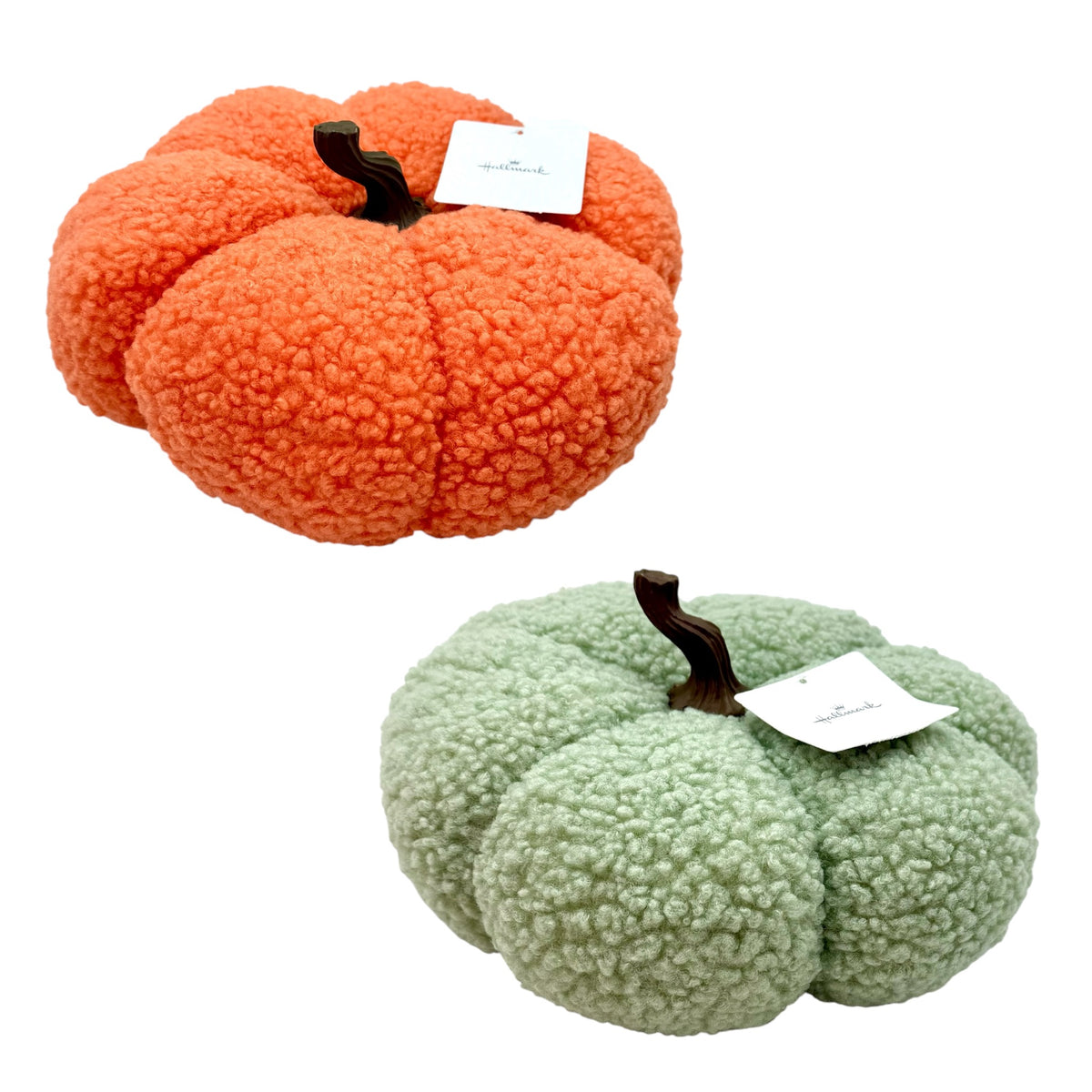 Plush Pumpkin Decoration, Hallmark Brand - Assorted Orange & Green