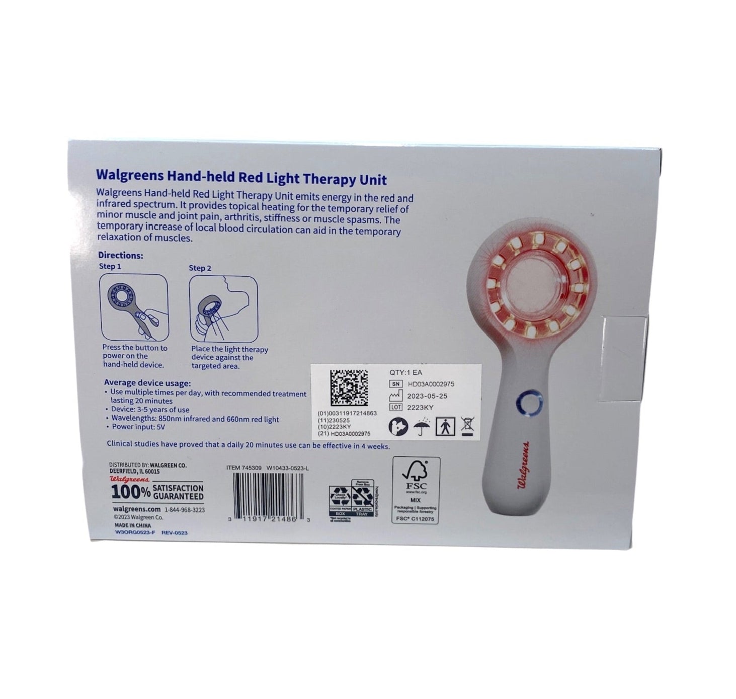 Hand-held Red Light Therapy Unit.