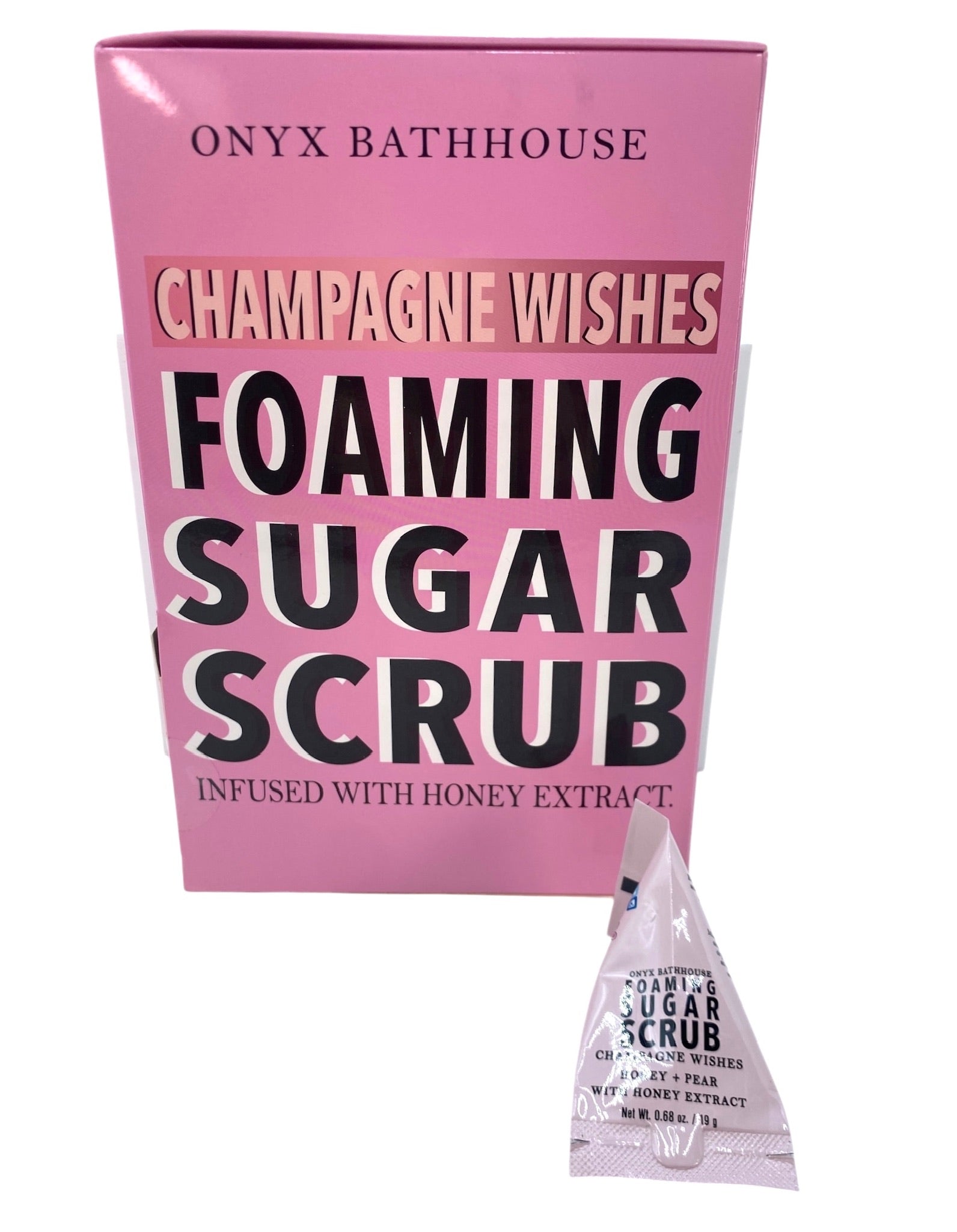 Foaming Scrub Mini Packet. 0.68 oz packet. Box of 34 packets. Case of 2 boxes.