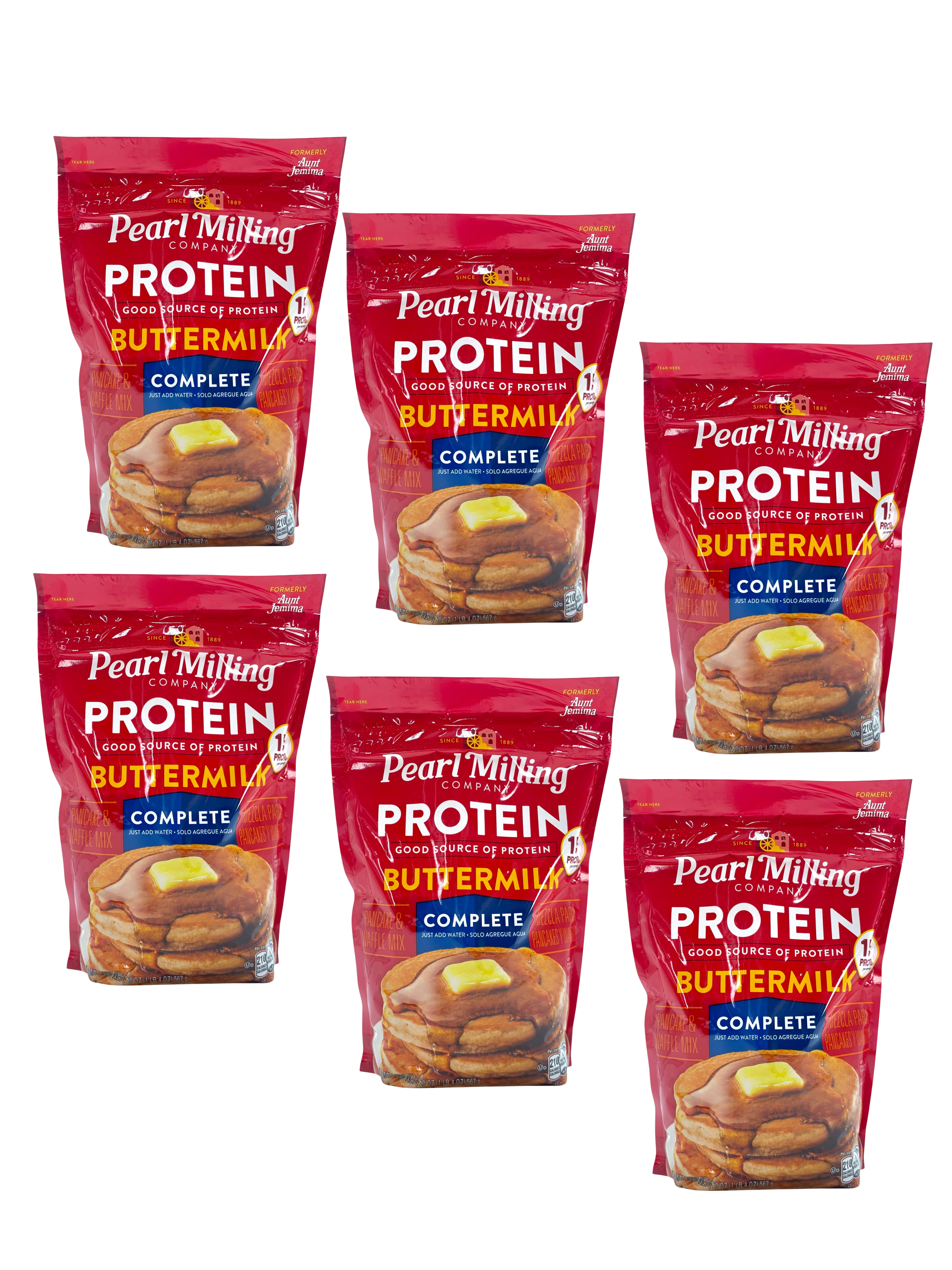 Protein Buttermilk Pancake & Waffle Mix, Pearl Milling Company - 20 oz bag, Case of 6 bags
