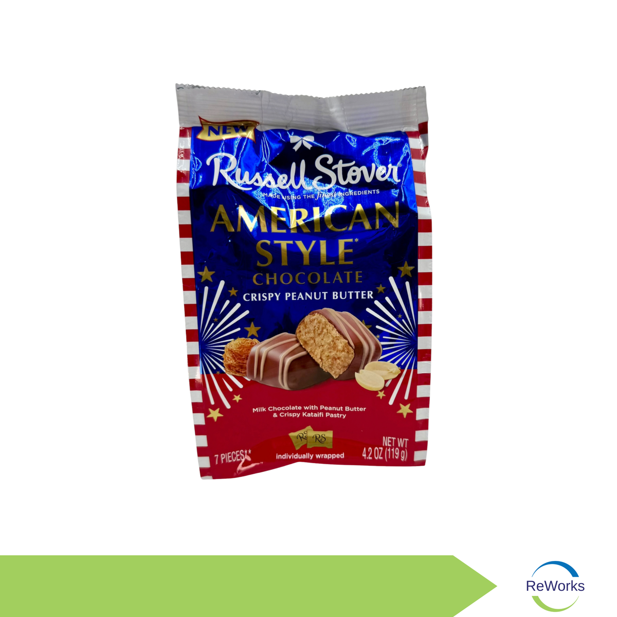 ReWorks - Russell Stover American Style Milk Chocolate Candy With Peanut Butter & Kataifi, 4.2 oz. Bag