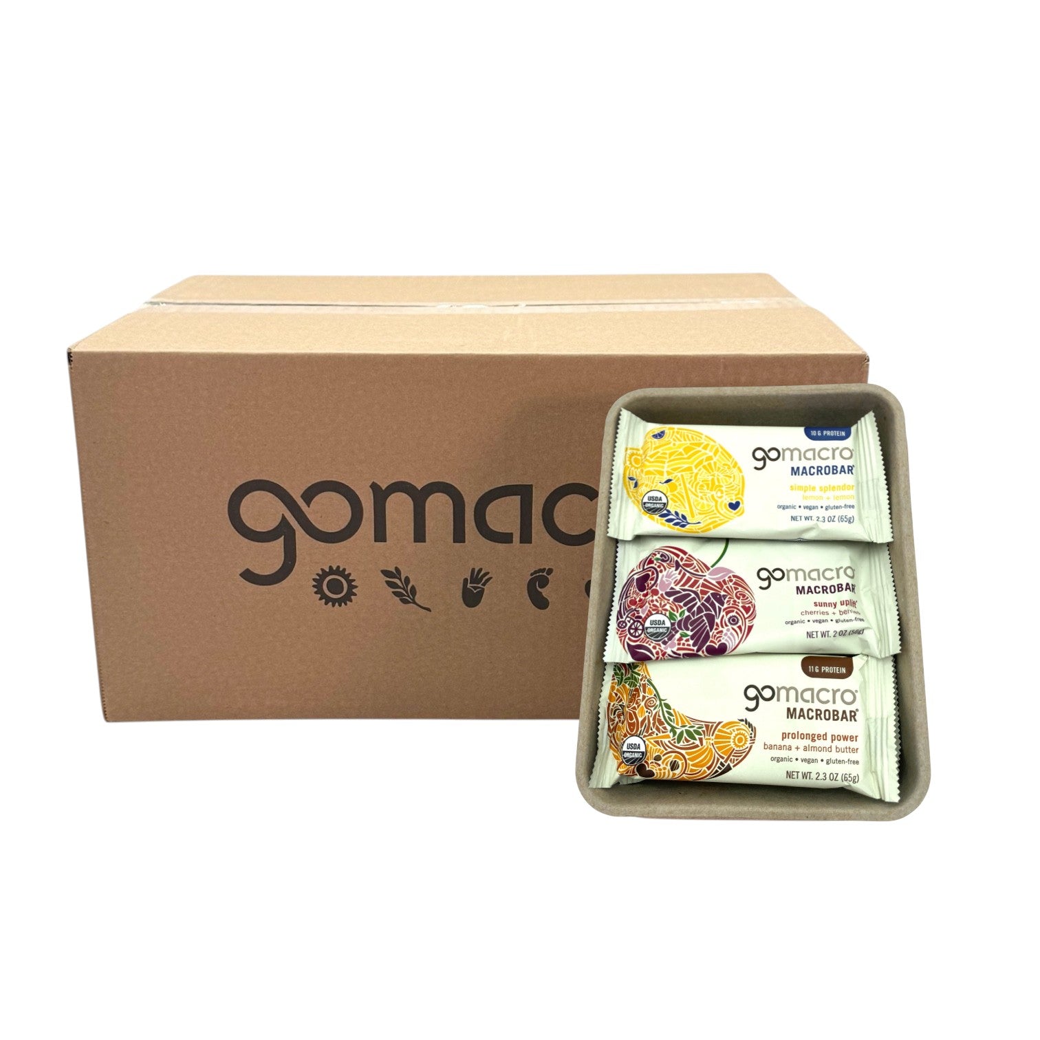 Breakfast Bar Variety Pack Protein Bars, Gluten Free, GoMacro Brand - Case of 144 Bars