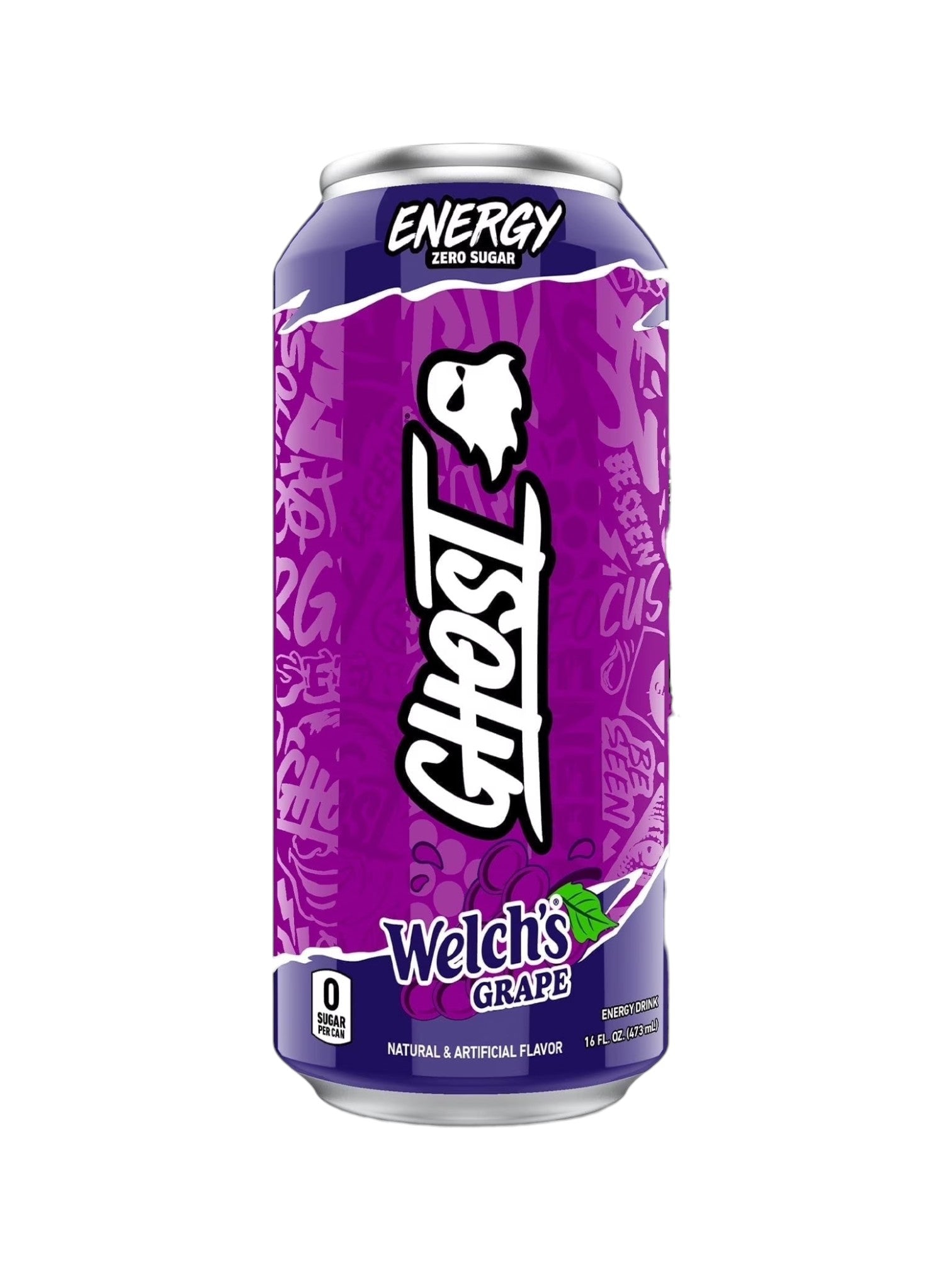 Ghost Zero Sugar Energy Drink, Welch's Grape, 16 oz. Can - Pack of 12 Cans