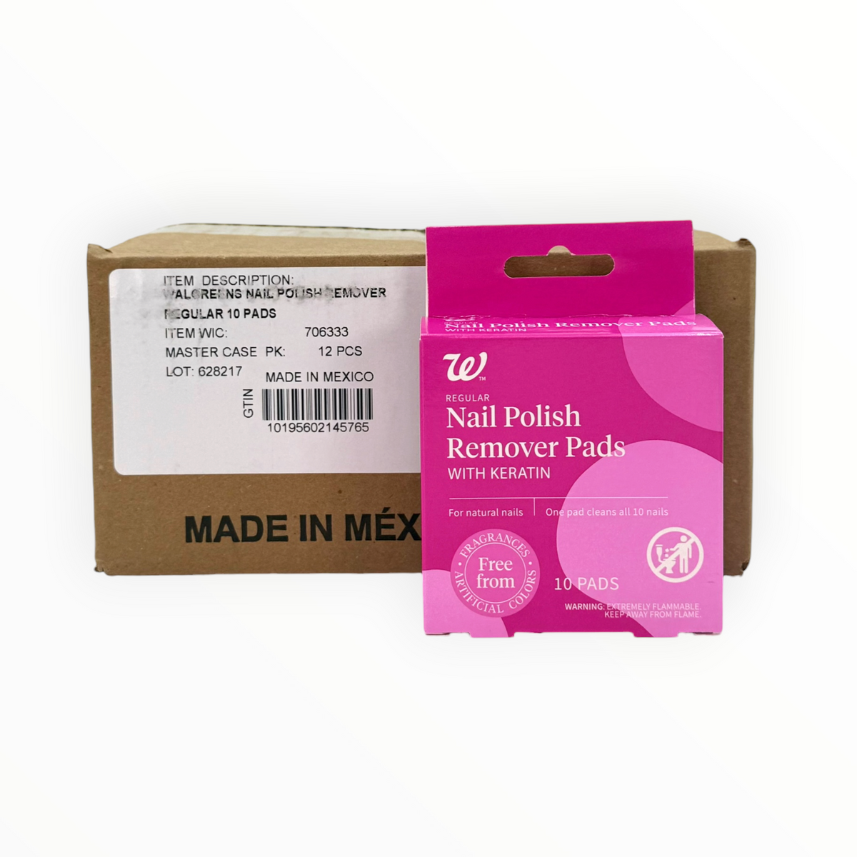 Nail Polish Remover Pads, Pack of 10 Pads - Case of 12 Packs