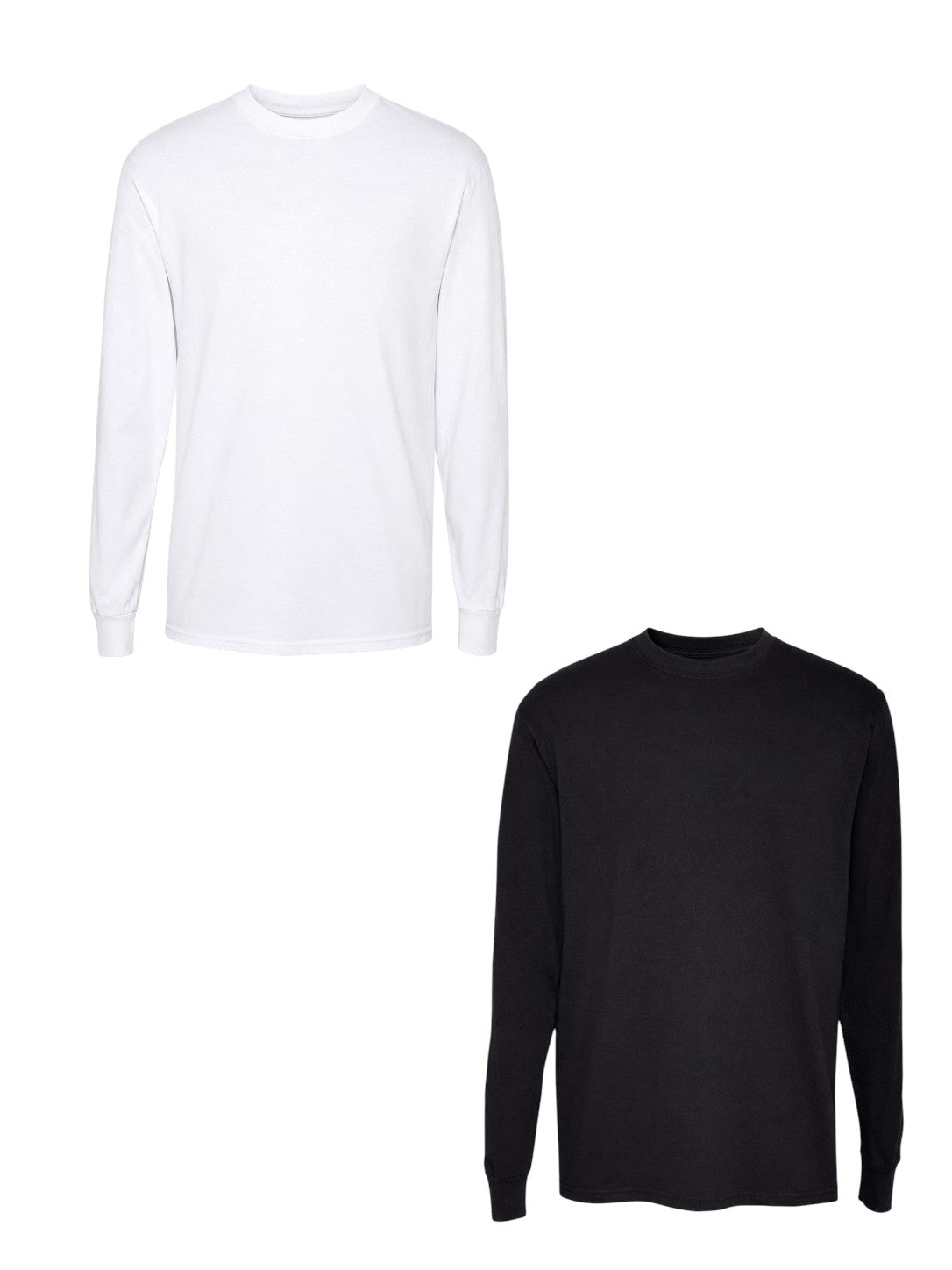 Long Sleeve Solid Color Cotton T-Shirt, Black or White
