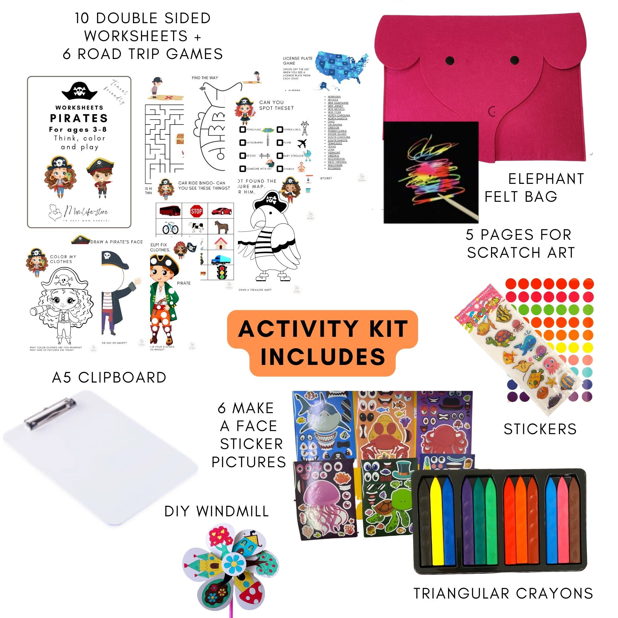 Kid's Elephant Activity Kit, Pink