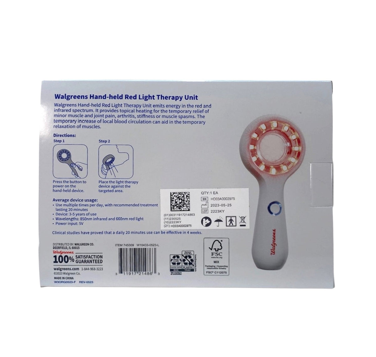 Hand-Held Red Light Therapy Unit