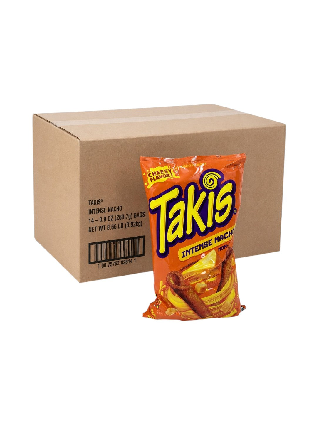 Takis Intense Nacho Cheese Flavor - 9.9oz Bag, Case of 14 bags