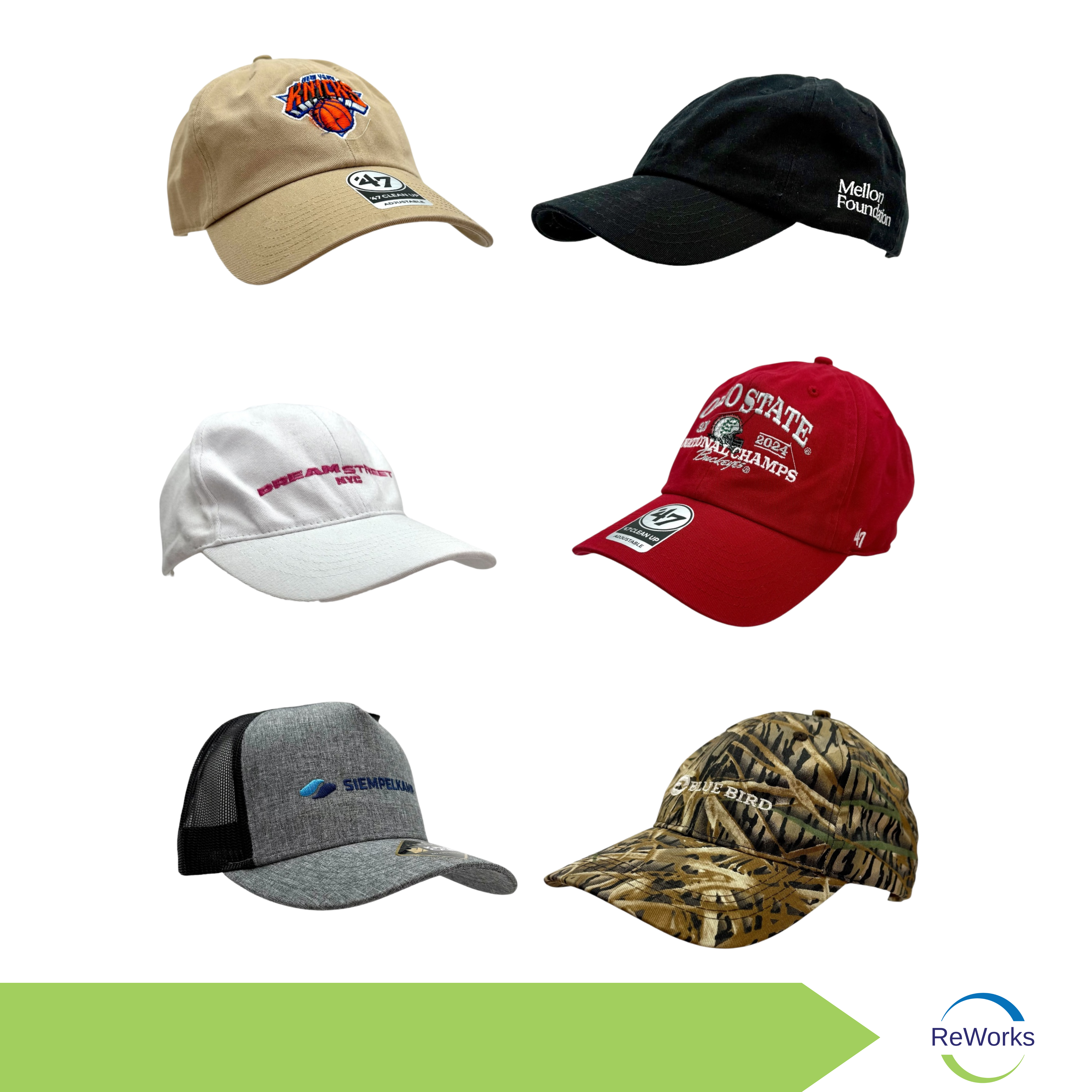 Baseball Cap / Trucker Hat - Assorted Colors, Styles & Logos, ReWorks Collection