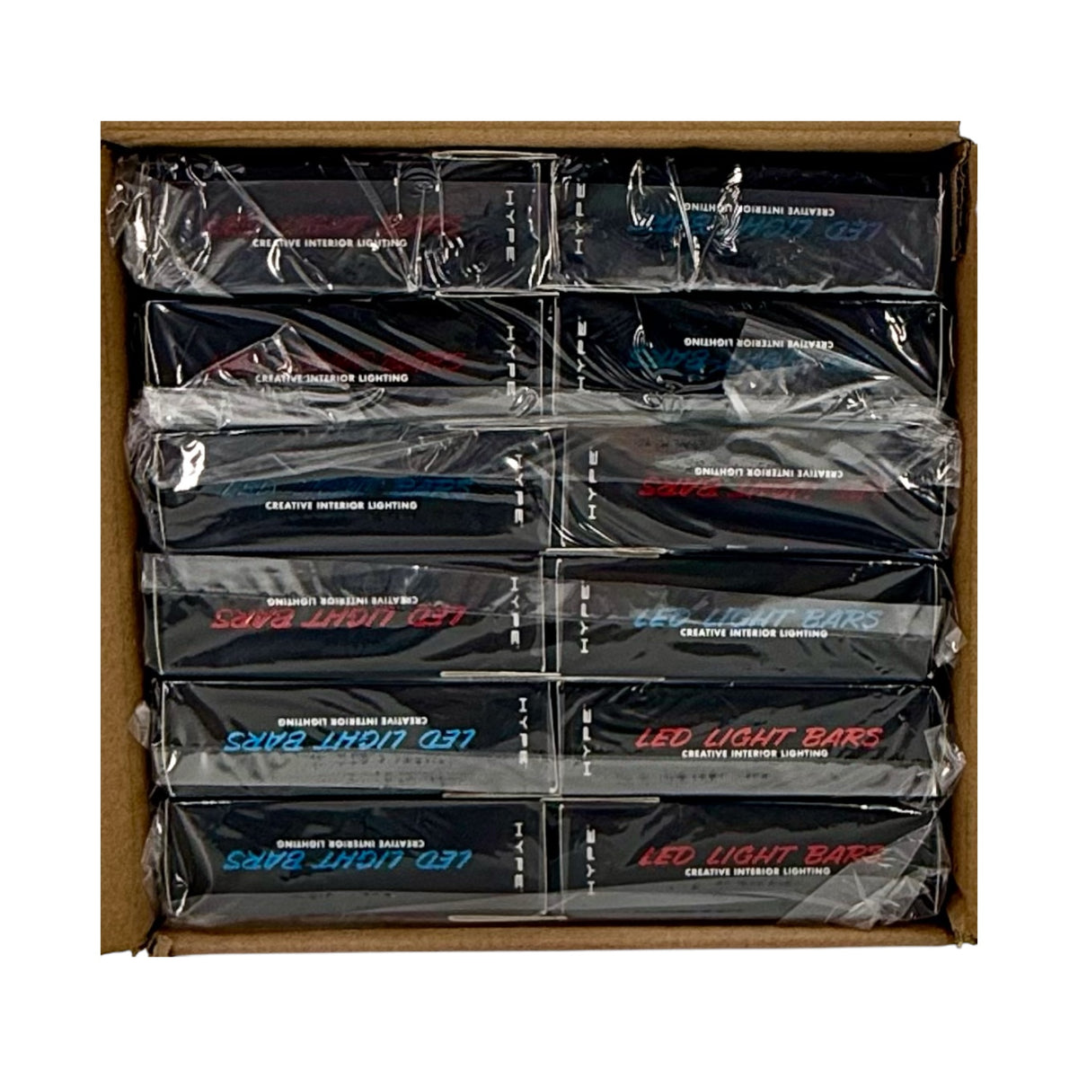 Hype LED Light Bars, Case of 12 Packs - 6 Red & 6 Blue