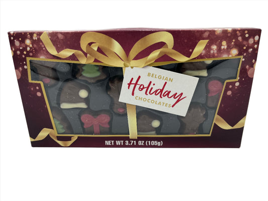 Belgian Holiday Chocolates, 3.7 oz box, Case of 8 boxes