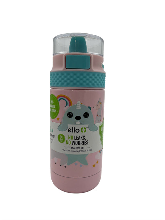 Water Bottle for Kids, Stainless Steel with Llamas, 16 oz, Ello Brand, Case of 2