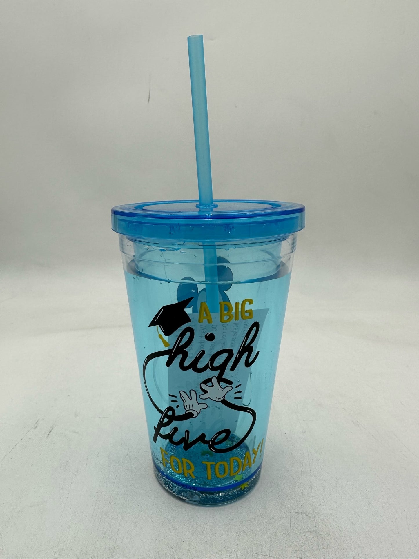 Blue Mickey Mouse Graduation Tumblers w/ straw- Box of 21 Tumblers
