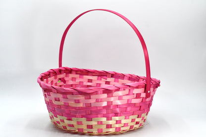 Woven Easter Basket, Assorted Blue and Pink, Large Size