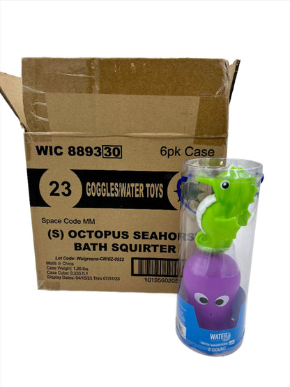 Bath Toys, Octopus and Seahorse Squirter, Case of 6