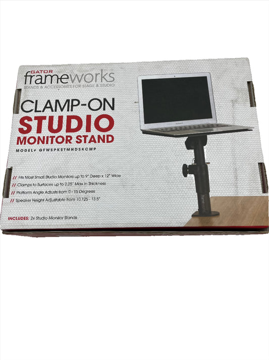 Computer/Monitor Stand, Clamps onto Desk, Set of 2