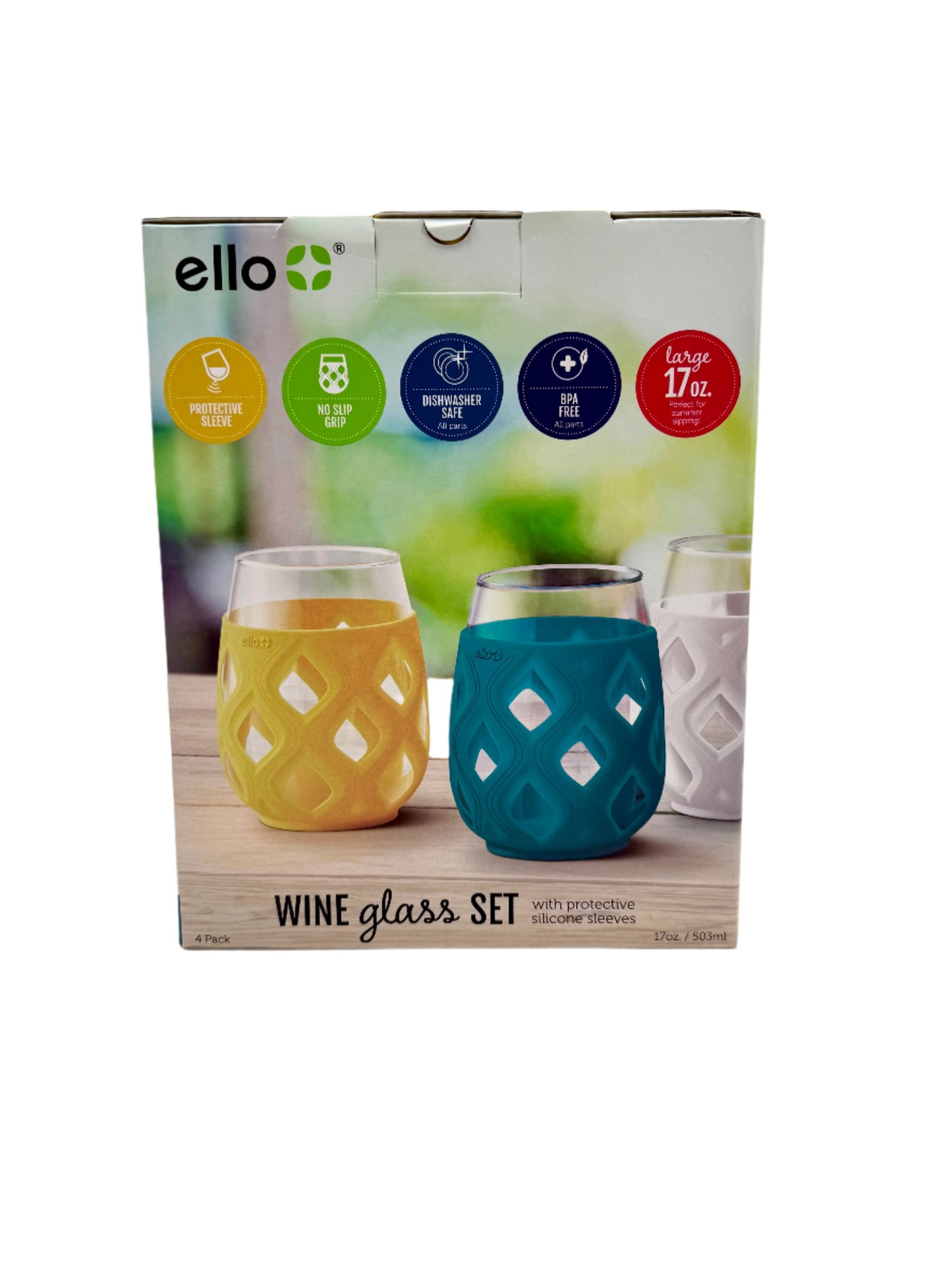 Glass Set with Silicone Protection. 4 Pack. Case of 4 packs.