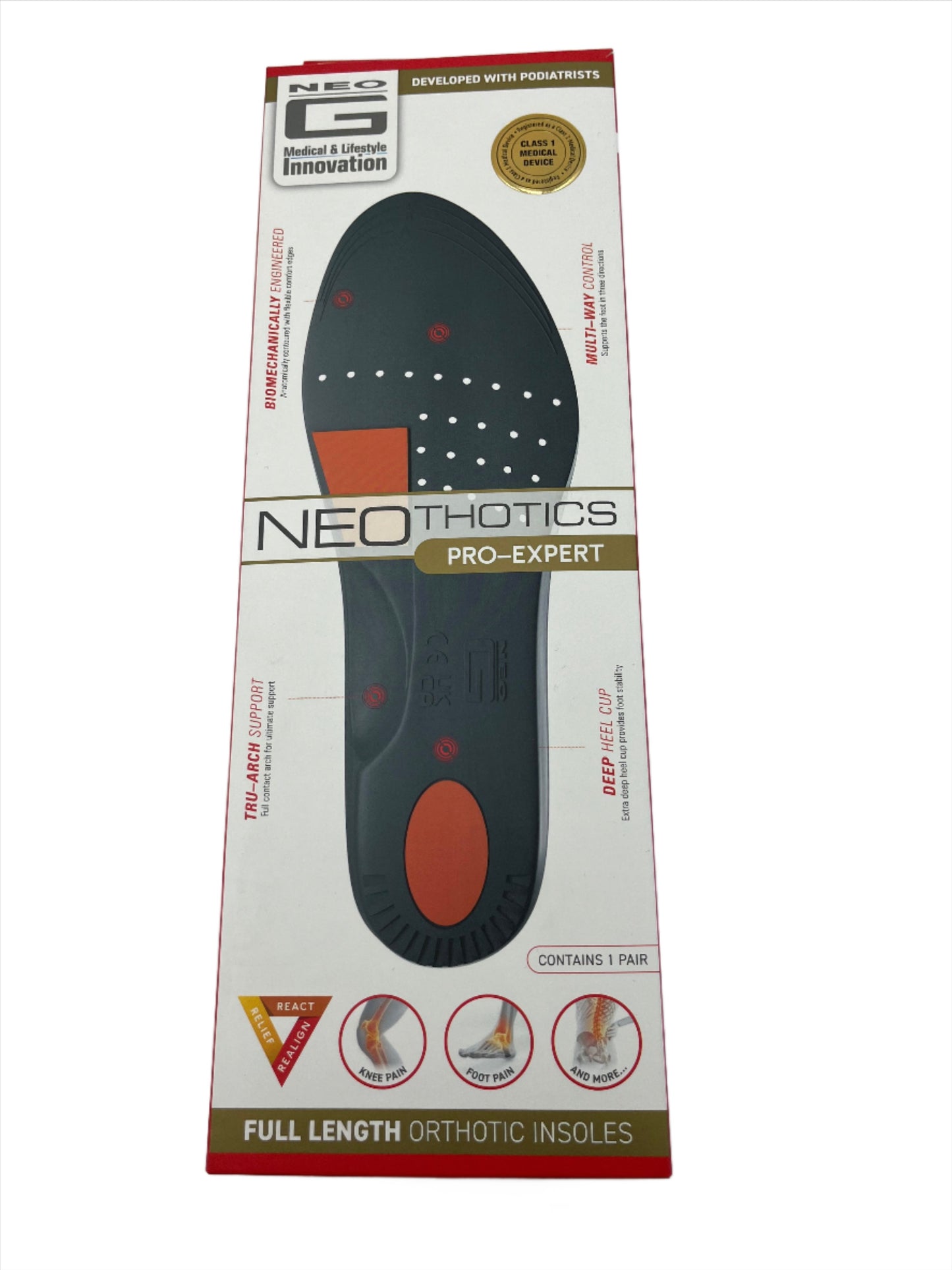 Orthotic Insoles, Size Medium, Full Length, NeoG Neothotics Pro Expert