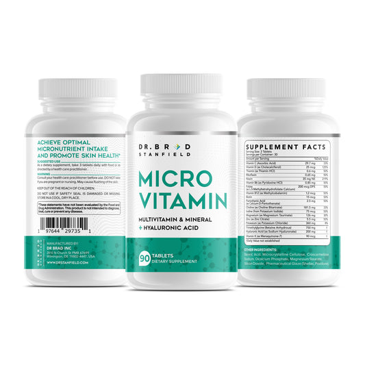 Supplement, Multivitamin & Mineral + Hyaluronic Acid- One Bottle of 90 tablets