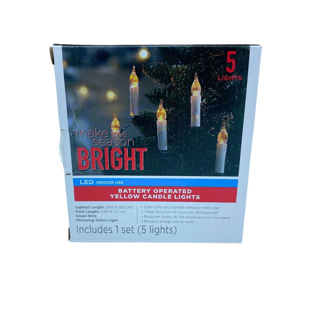 Holiday 5-Candle Lights, Battery Powered, Make the Season Bright, One Set