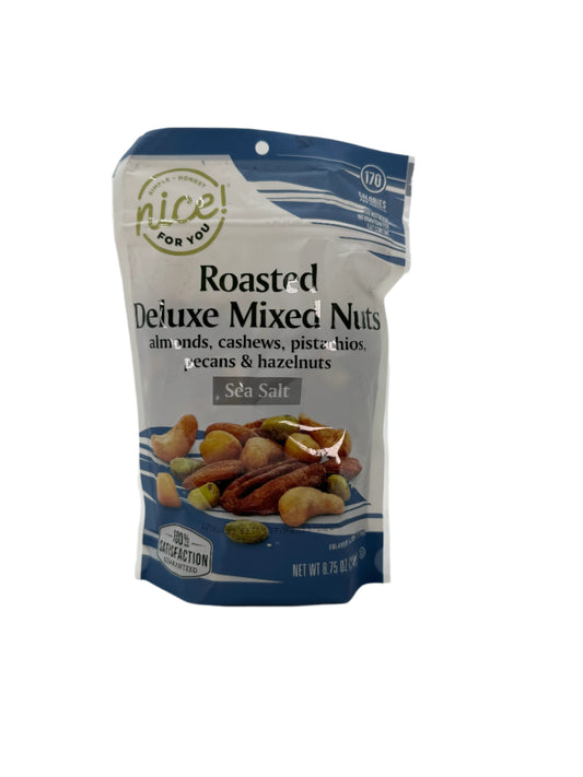 Nice! Roasted Delux Mixed Nuts.  8.75 oz bag.  Case of 12 bags