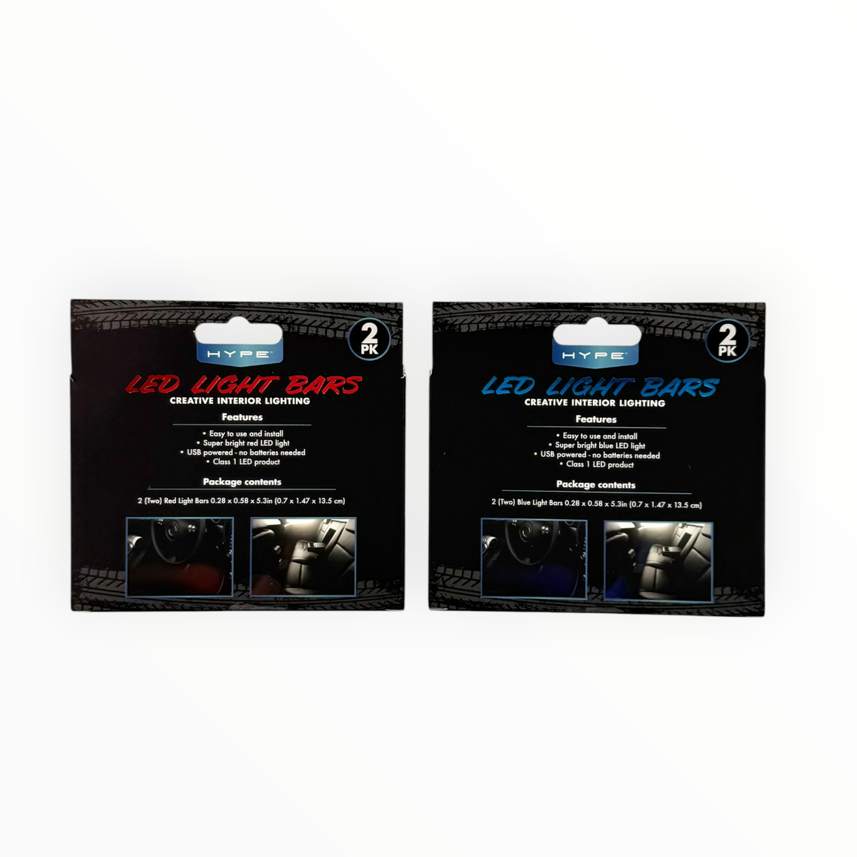Hype LED Light Bars, Case of 12 Packs - 6 Red & 6 Blue