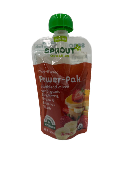 Strawberry, Banana & Butternut Squash Pouch, Sprout Power-Pak Babyfood Puree-  Case of 12 pouches