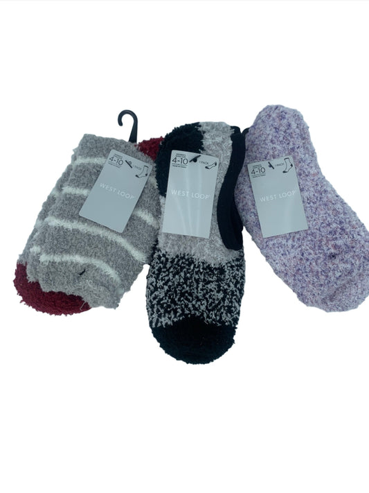 Women's Fuzzy Socks, Assorted crew and ankle, 5 pairs per order