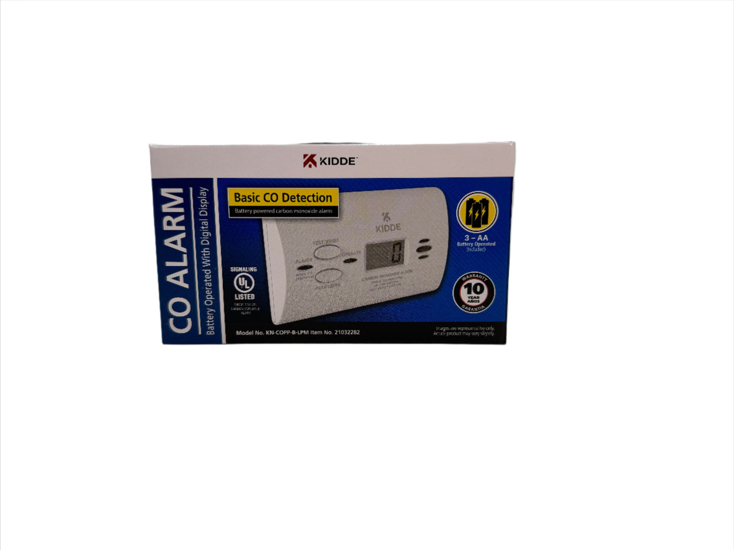 Kidde Battery Operated Carbon Monoxide Alarm with Digital Display.