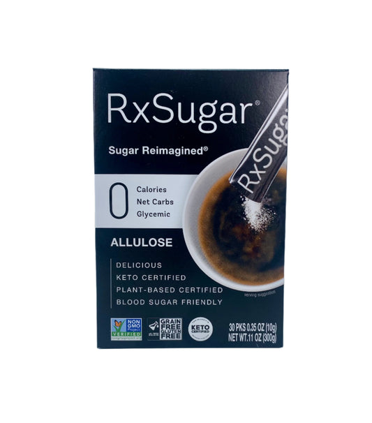 RxSugar 30 Stick Pack Carton Zero Calorie Allulose Keto Sugar Replacement Individual 10g Packets