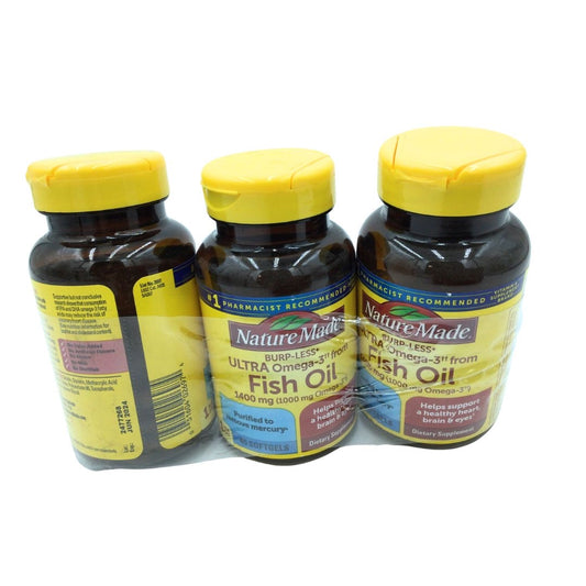 Supplement, Fish Oil, Nature Made Brand- Bottle of 45 softgels- 3 bottles