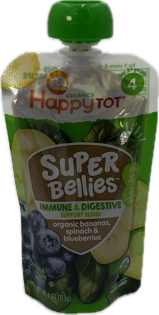 Organic bananas, spinach & blueberries, Happy Tot, - Case of 12 squeeze pouches