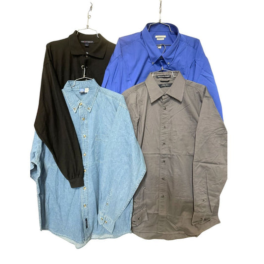 Men's Long Sleeve Polos & Button Down- Assorted sizes 2X- 4X- Box of 9 shirts